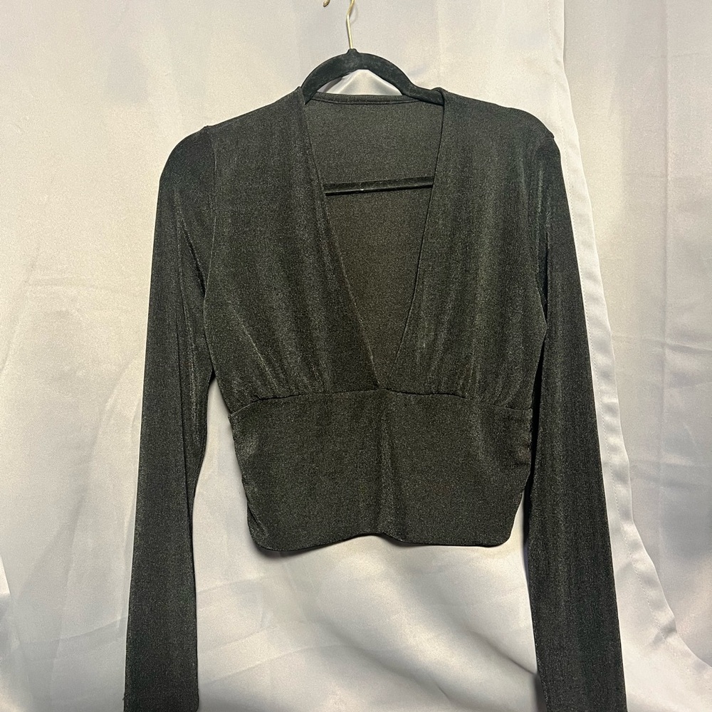 Elegant Black V-Neck Women's Top